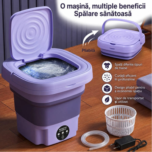 Mini Mașină de Spălat Electrică Pliabilă 11L, cu Centrifugare și Panou Tactil