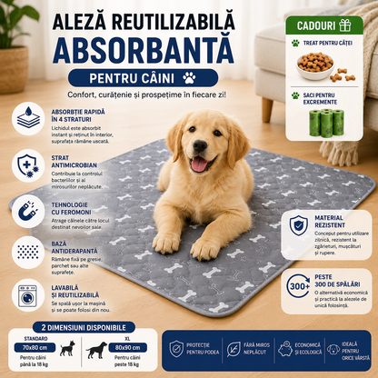 Aleză reutilizabilă și absorbantă pentru câini + CADOURI 🎁