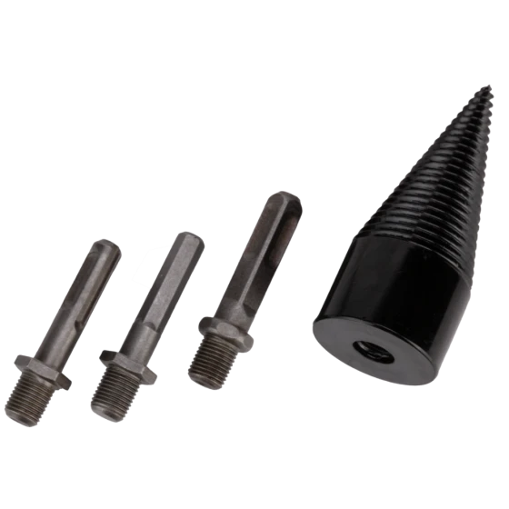 1+1 GRATIS Burghiu Conic pentru Despicat Lemne, 42 mm, cu Adaptoare pentru Bormasina
