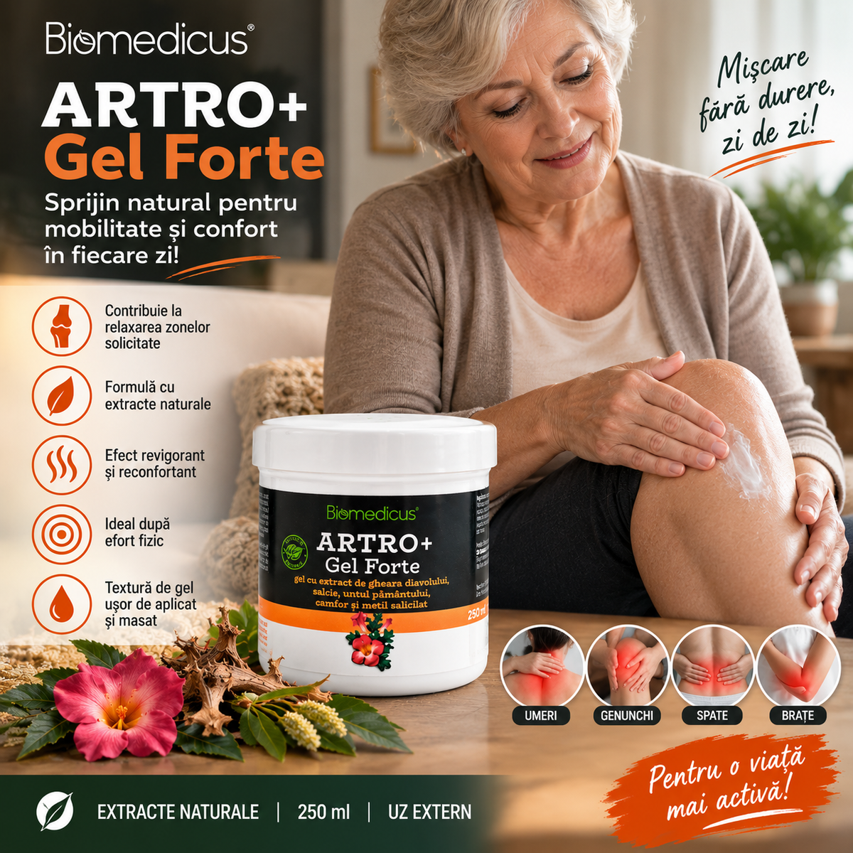 Gel Biomedicus Artro+ Forte pentru Masaj Terapeutic – 250 ml