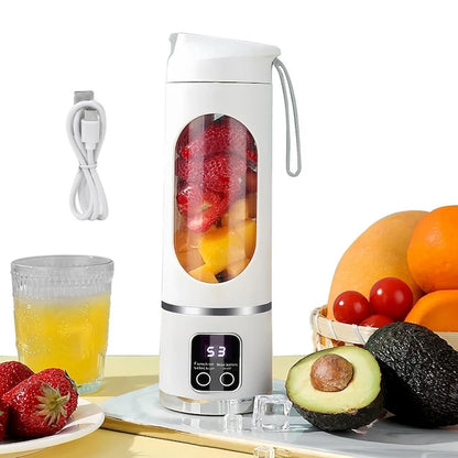 Mini Blender Electric Portabil 450 ml – 12 Lame, 3 Viteze, USB & Auto-Curățare