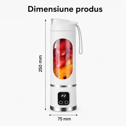 Mini Blender Electric Portabil 450 ml – 12 Lame, 3 Viteze, USB & Auto-Curățare