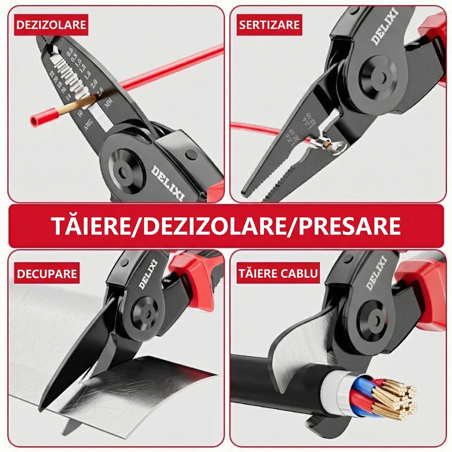 Clește Multifuncțional 5-în-1 cu Capete Interșanjabile și Mâner Ergonomic