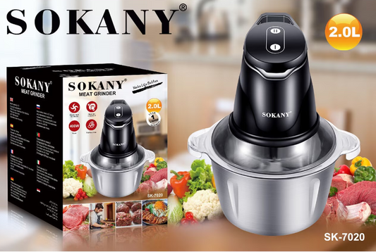 Tocător Electric Profesional Sokany, Bol 2L Inox, 400W, 4 Lame