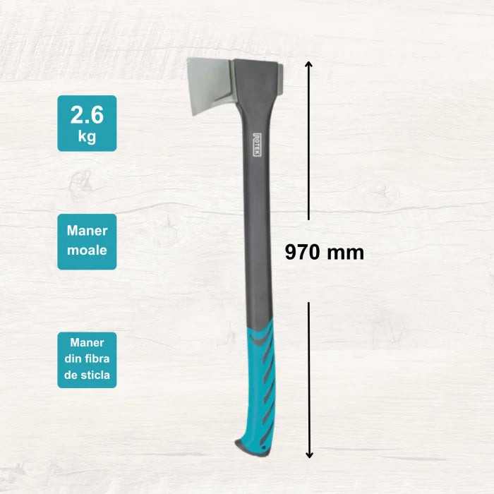 Topor profesional pentru despicat lemne – 97 cm, 2,6 kg, oțel carbon forjat